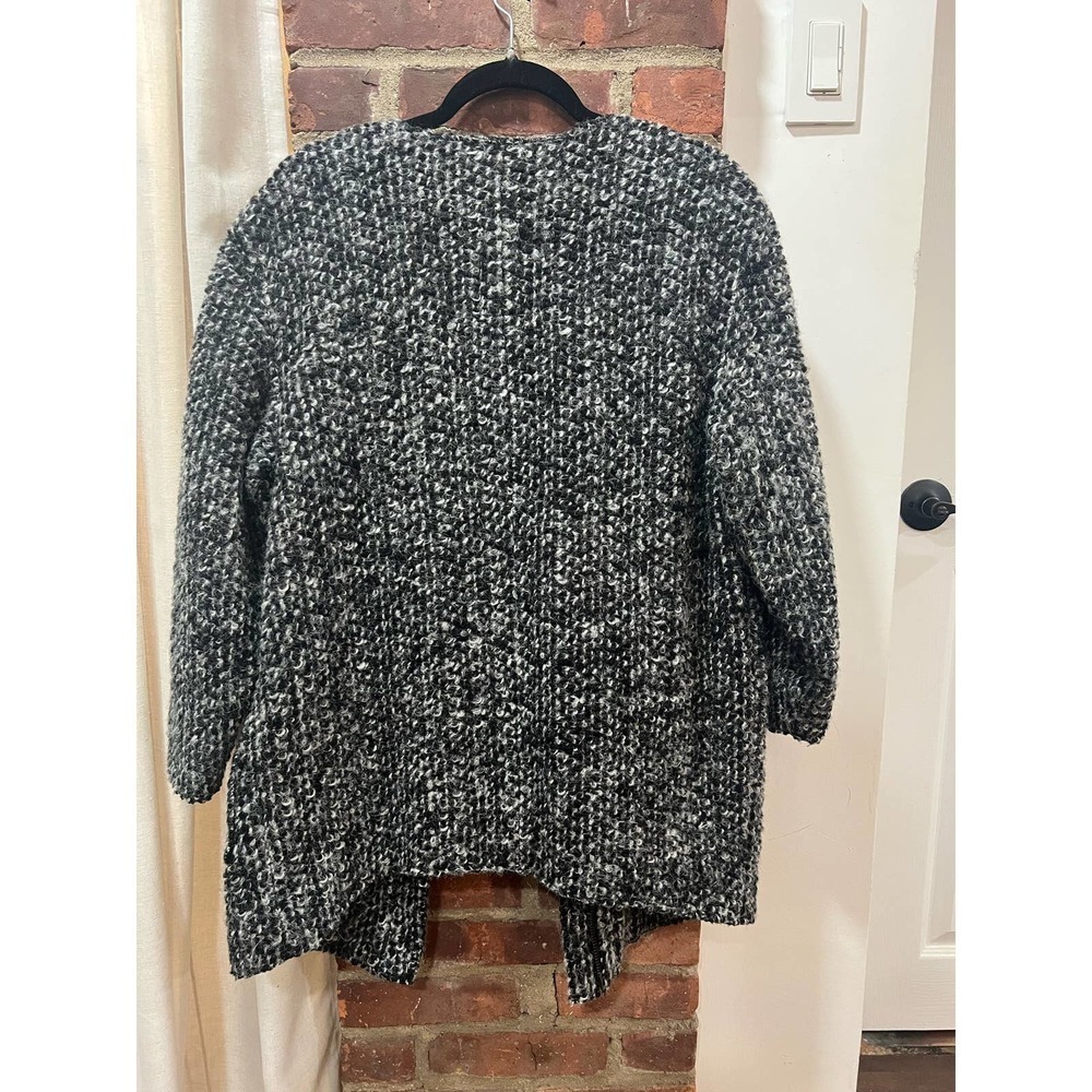 Joie Bouclé Wool Blend Long Cardigan Coat Gray White Size Small - Picture 7 of 7